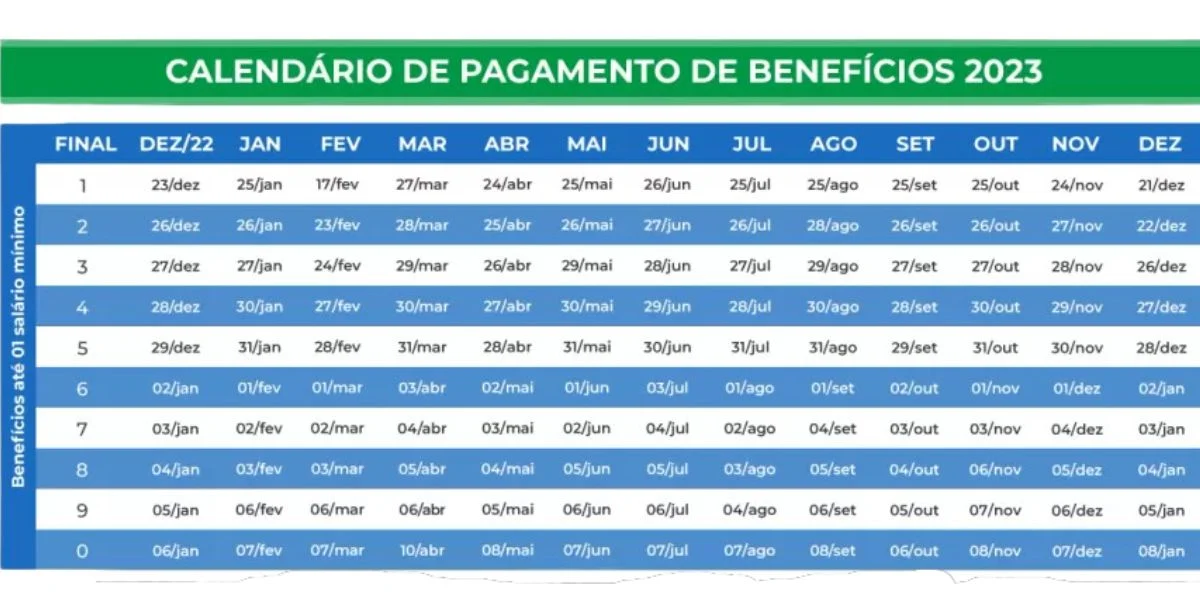 Calendário do pagamento do ano inteiro referente ao INSS - Foto Internet