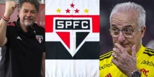 Casares, bandeira do São Paulo e Dorival Junior - Foto Reprodução Internet
