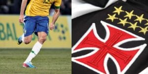 Diego Costa na Seleção Brasileira e logo do Vasco (Reprodução - Internet)