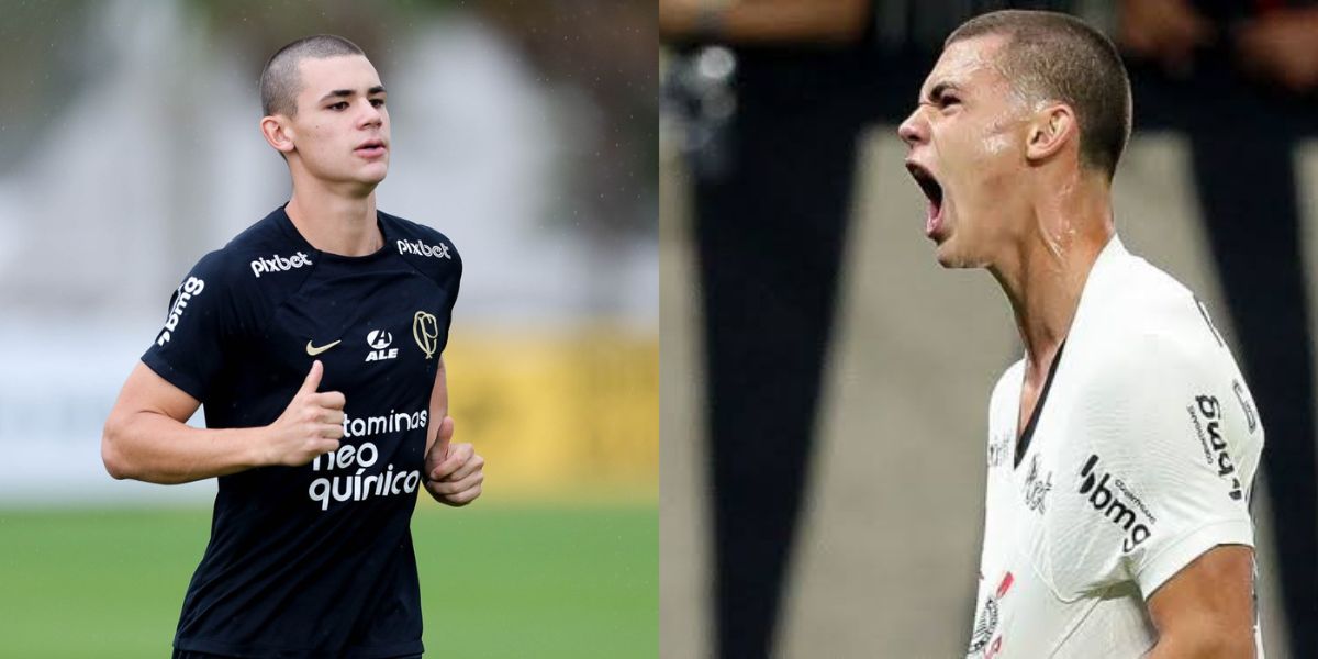Gabriel Moscardo, meio-campista do Corinthians (Montagem TV Foco).