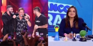 Gusttavo Lima com Leonardo e Zé Felipe / Fabíola Reipert - Montagem: TVFOCO