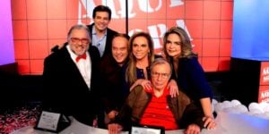 Leao Lobo, Celso Portiolli, Ivo Morganti, Christina-Rocha, Gil Gomes e Liliane Ventura no SBT -  (Foto Reprodução/Internet)