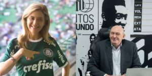 Leila Pereira e Andres Rueda, presidentes do Palmeiras e Santos (Foto - Montagem TV Foco).