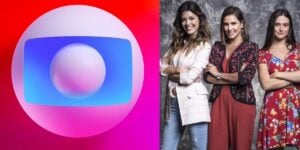 Logo da Globo e Vitória Strada com elenco da Globo - Foto Reprodução Internet
