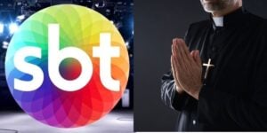 Logo do SBT e Padre - Foto Reprodução Canva