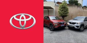 Logotipo da Toytoa e Renault Kwid (Reprodução - Internet)