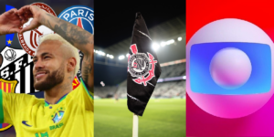 Neymar, bandeira do Corinthians e logo da Globo (Foto: Montagem/ TV Foco)