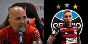 Sampaoli despreza Cebolinha no Flamengo e jogador se aproxima do Grêmio (Foto - Montagem TV Foco).