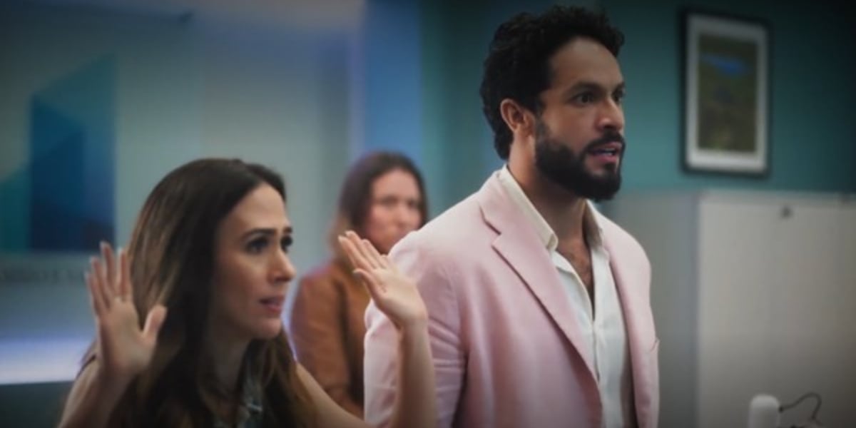 Anely (Tata Werneck) e Luigi (Rainer Cadete) foram presos em "Terra e Paixão" (Foto: Reprodução/TV Globo)