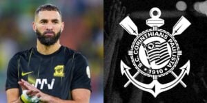 Benzema e logo do Corinthians (Foto: Reprodução / Internet)