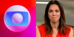 Ana Paula Araújo chorando e logo da Globo - Foto Reprodução Internet