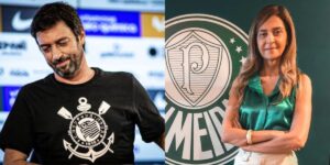 Duilio Monteiro, do Corinthians e Leila Pereira do Palmeiras (Imagem Reprodução Internet)