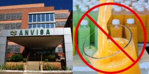 Fachada da Anvisa e suco proibido - Foto Reprodução Internet