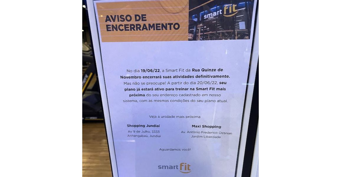 Comunicado fechamento de unidade (Foto: Reprodução / Internet)