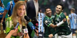 Leila Pereira e os craques do Palmeiras (Foto - Montagem TV Foco).