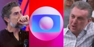 Logo da Globo, Marcos Mion e Luciano Huck chorando - Foto Reprodução Internet