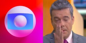 Logo da Globo e Roberto Kovalick chorando - Foto Reprodução Internet