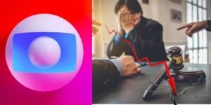 Logo da Globo e pessoa com empresa falida - Foto Reprodução Internet