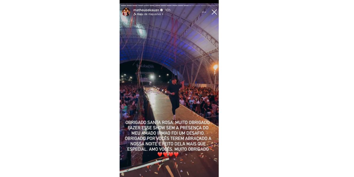 Mensagem de Kauan (Foto: Reprodução / Instagram)