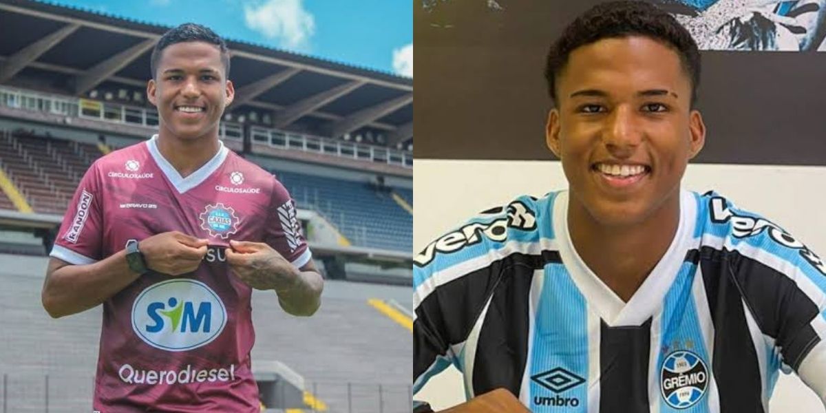 Pedro Cuiabá, jogador do Grêmio emprestado ao Caxias (Foto - Montagem TV Foco).