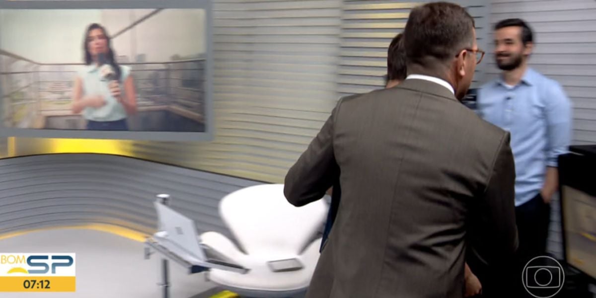Rodrigo Bocardi e Alê Jodar saindo do Bom Dia Brasil (Foto: Reprodução / Globo)