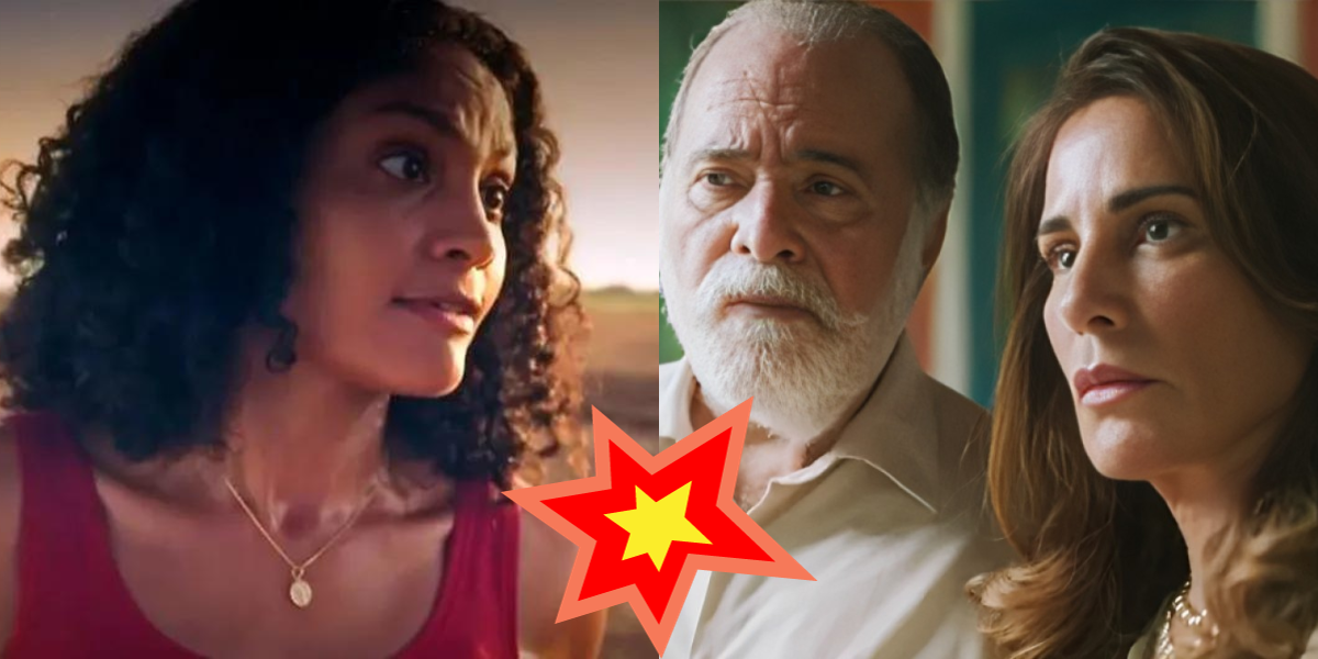 Aline, Antônio e Irene em Terra e Paixão. Foto: Reprodução/Internet