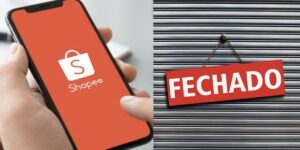 Aplicativo da Shopee e loja fechada (Fotos: Reproduções / Internet)