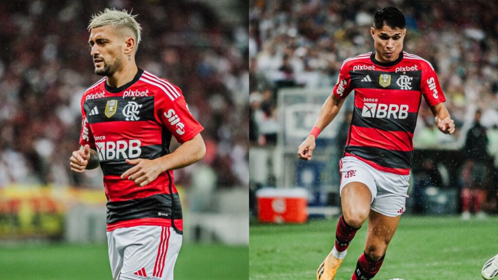 Jogadores Arrascaeta e Luiz Araújo (Foto: Reprodução, Bola Vip)