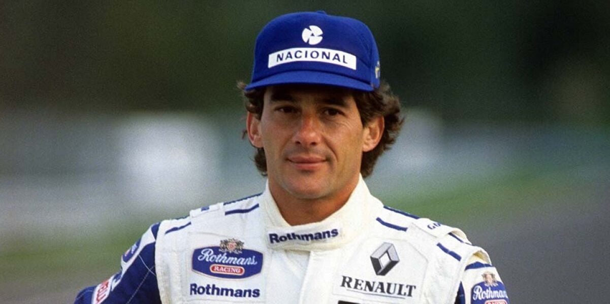 Ayrton Senna com boné do Banco Nacional (Foto: Reprodução, Globo Esporte)