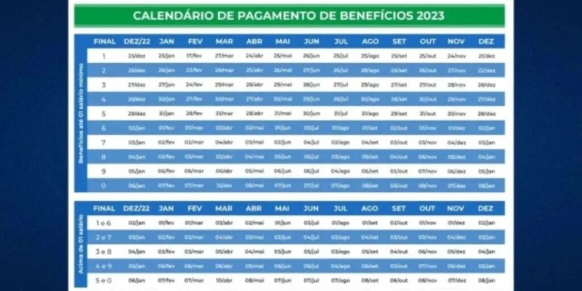 Calendário dos pagamentos do INSS neste ano de 2023 (Reprodução: Internet)
