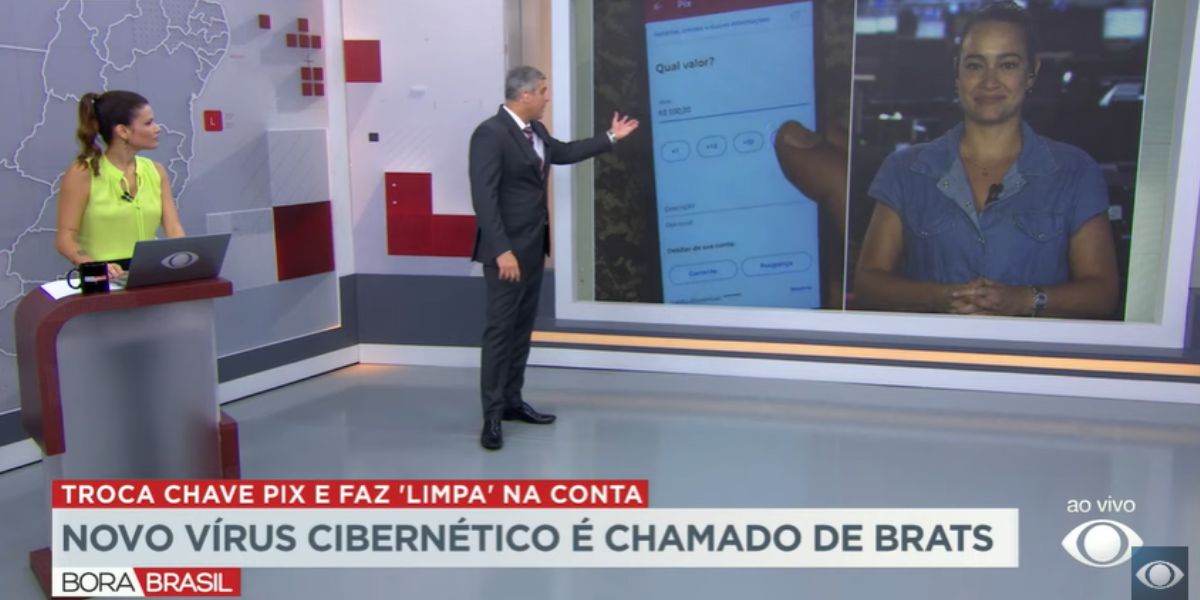Joel Datena comentando sobre o golpe que o vírus proporciona ao Pix (Reprodução: Band)