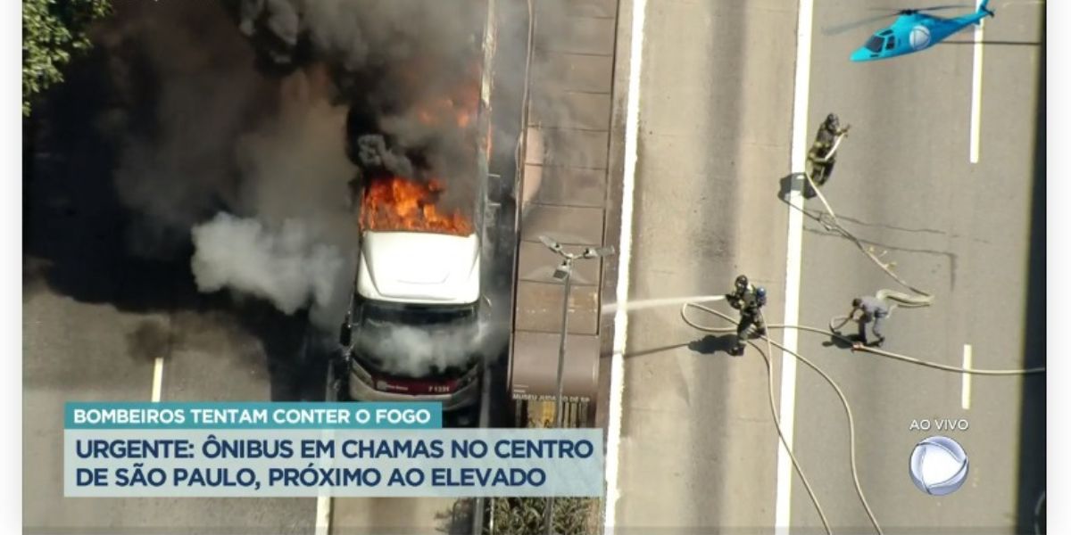Notícia sobre ônibus em São Paulo (Foto: Reprodução / Balanço Geral da Record)