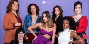 Protagonistas de Elas por Elas: Lara, Renée, Natália, Helena, Taís, Carol e Adriana (Foto: Reprodução / Globo)