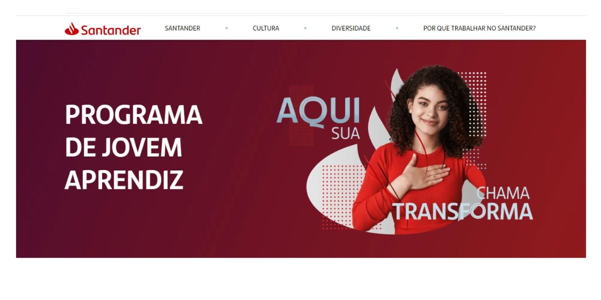 Página do Jovem Aprendiz Santander (Foto: Reprodução / Internet)