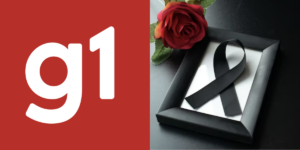 Logo do G1 e imagem de luto (Reprodução/Montagem TV Foco)