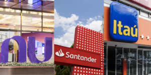 Nubank, Santander e Itaú (Reprodução/Montagem TV Foco)
