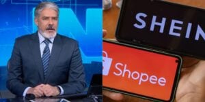 Bonner paralisa JN às pressas com notícia aterrorizante a quem compra na SHEIN e SHOPEE - Montagem: TVFOCO