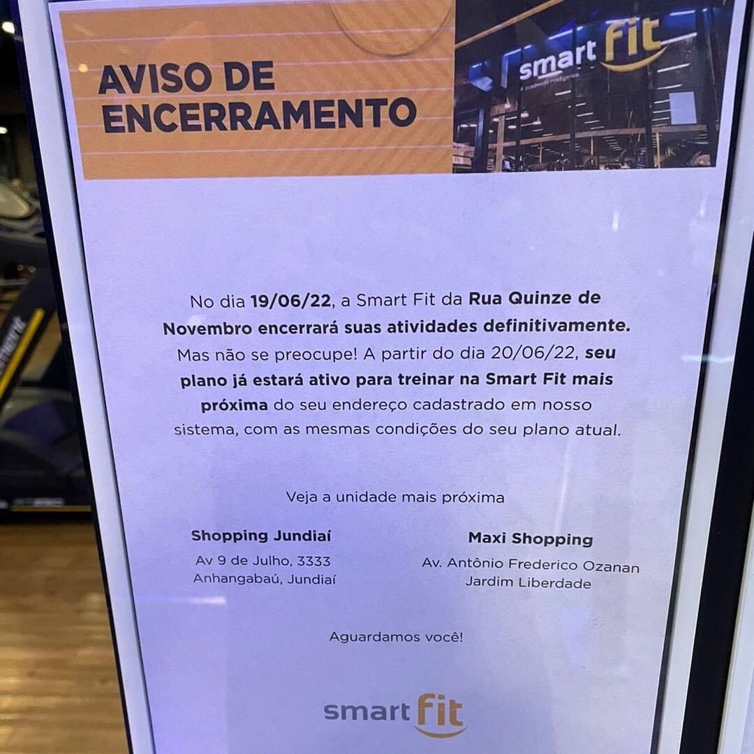 Enceramento de funcionalmente de unidade da academia Smart Fit (Foto: Reprodução, Itupeva Agora)