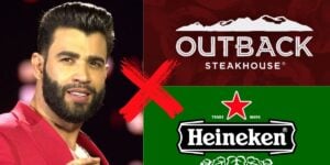 Gusttavo Lima e logo do outback e da Heineken - Foto Reprodução Internet