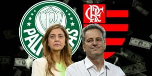 Leila Pereira e Landim, presidentes do Palmeiras e Flamengo (Foto - Montagem TV Foco)