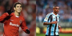 Oscar no Internacional e Douglas Costa do Grêmio (Reprodução - Internet)