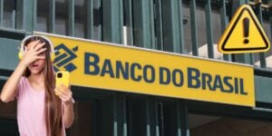 Pessoa assustada e unidade do Banco do Brasil (Fotos: Reproduções / Internet / Freepik)