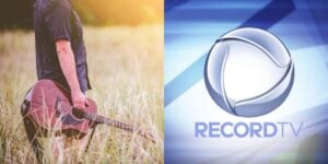 Sertanejo abalado e logo da Record - Foto Reprodução Internet