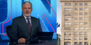 William Bonner no Jornal Nacional e Banco (Fotos: Reproduções / Globo / Internet)