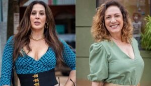 Emmy (Claudia Raia) e Agatha (Eliane Giardini) em Terra e Paixão (Foto: Reprodução / Globo)