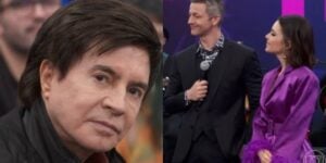 Xororó no Altas Horas vendo Sandy e Lucas Lima falando da separação (Foto: Reprodução/ Globo)