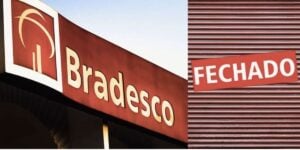 Agência Bradesco e loja fechada (Fotos: Reproduções / Internet / Montagem TV Foco)