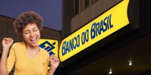 Pessoa feliz e agência do Banco do Brasil (Fotos: Reproduções / Freepik / Internet)