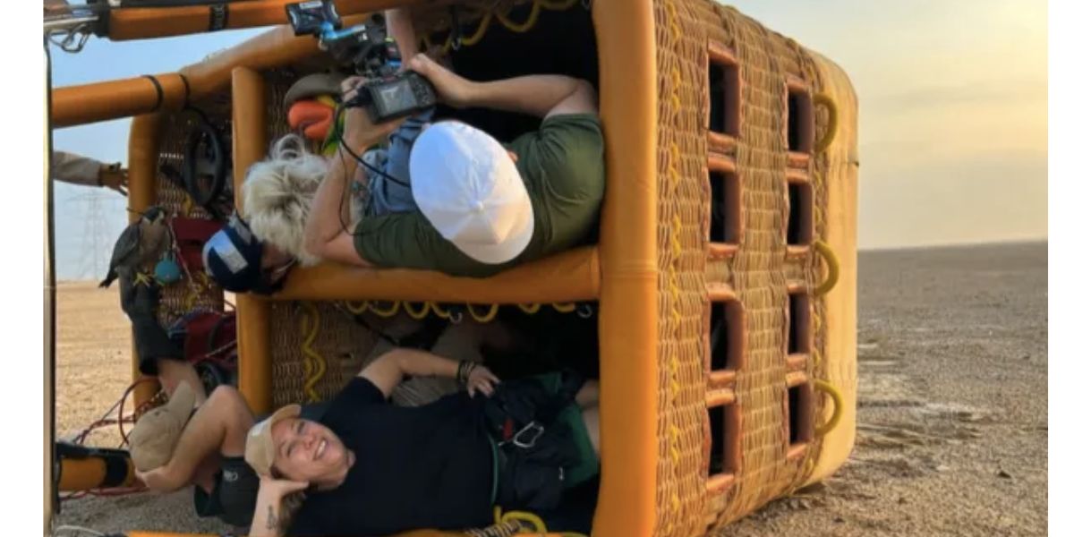 Ana Maria e equipe em passeio de balão (Foto: Reprodução / Globo)