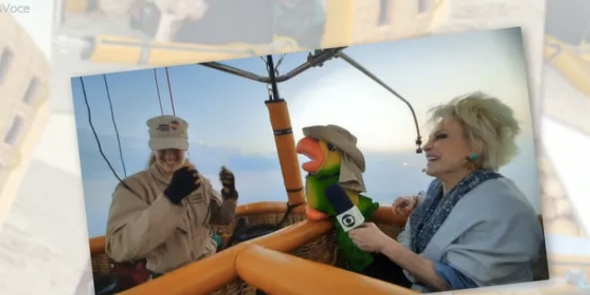 Ana Maria e equipe em passeio de balão (Foto: Reprodução / Globo)